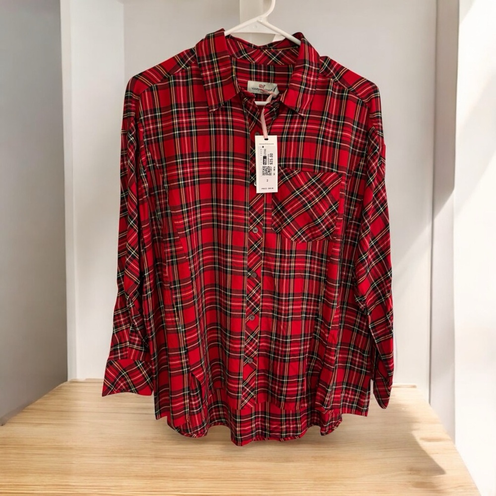 🆕 Vineyard Vines Plaid Weekend Buttondown Womens Size 2 NWT
